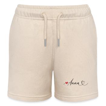 Anna Nom Prénom Calligraphie coeur - Short de jogging enfant bio Stanley/Stella - écru doux - Devant
