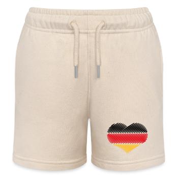 Coeur Noir Rouge Or (Croquis du drapeau de l’Allemagne) - Short de jogging enfant bio Stanley/Stella - écru doux - Devant
