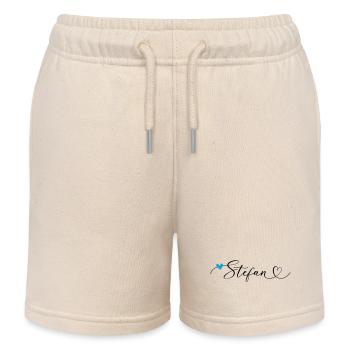Stefan Surname First name Calligraphy Heart - Kids Organic Sweat Shorts by Stanley/Stella - soft Ecru - Front