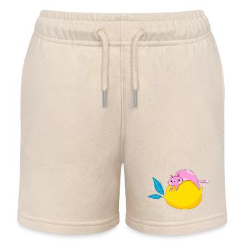 Cat and lemon - Kids Organic Sweat Shorts by Stanley/Stella - soft Ecru - Front