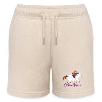 Schulkind Einhorn - Kinder Organic Joggingshorts Mini Bolter von Stanley/Stella - Natur - Vorne