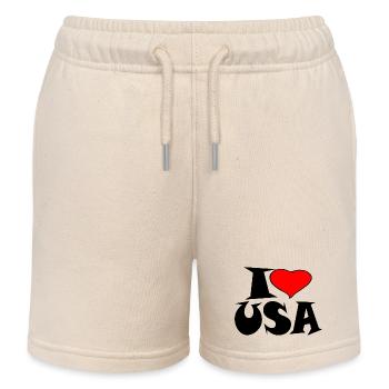 Amerika - I Love Usa - Kinder Organic Joggingshorts Mini Bolter von Stanley/Stella - Natur - Vorne