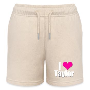 I love Taylor with heart, I heart Taylor - Kids Organic Sweat Shorts by Stanley/Stella - soft Ecru - Front