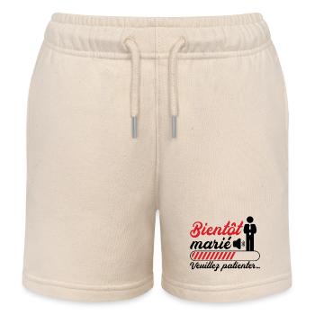 Soon to be married Please wait - Kids Organic Sweat Shorts by Stanley/Stella - soft Ecru - Front
