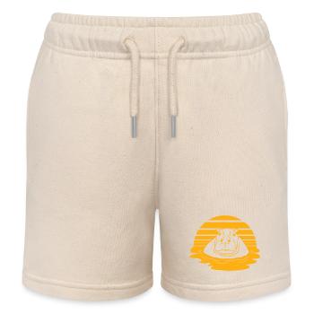 Hippopotamus Swimming Water Sun Cute Comic Cartoon - Kids Organic Sweat Shorts by Stanley/Stella - soft Ecru - Front