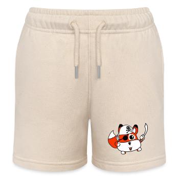 Little Cute Fox Pirate Animal Saber Eye Patch - Kids Organic Sweat Shorts by Stanley/Stella - soft Ecru - Front