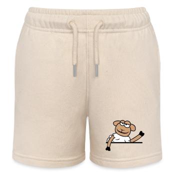 Schaf Winkt Hinter Mauer Zaun Schild Cool Lächeln - Kinder Organic Joggingshorts Mini Bolter von Stanley/Stella - Natur - Vorne