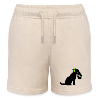 Hund DJ Musik Auflegen Club Disko Schallplatte Fun - Kinder Organic Joggingshorts Mini Bolter von Stanley/Stella - Natur - Vorne