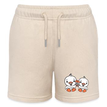 2 Enten Babies Baby Kinder Schnuller Windel Rassel - Kinder Organic Joggingshorts Mini Bolter von Stanley/Stella - Natur - Vorne
