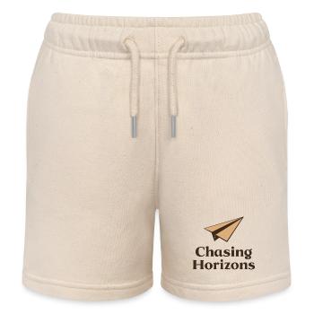 Papierflieger Spruch Zitat Chasing Horizons - Kinder Organic Joggingshorts Mini Bolter von Stanley/Stella - Natur - Vorne