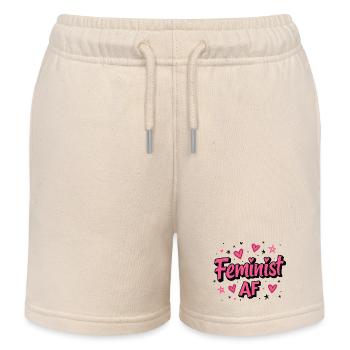 Féministe AF Déclaration Dicton - Short de jogging enfant bio Stanley/Stella - écru doux - Devant