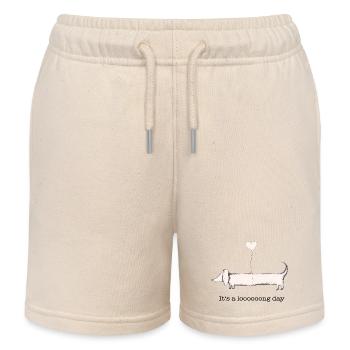 Dackel: it‘s a long day - Kinder Organic Joggingshorts Mini Bolter von Stanley/Stella - Natur - Vorne