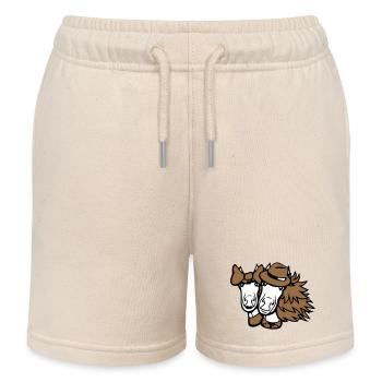 2 Chevaux Homme Femme Amoureux Saint Valentin Amour - Short de jogging enfant bio Stanley/Stella - écru doux - Devant