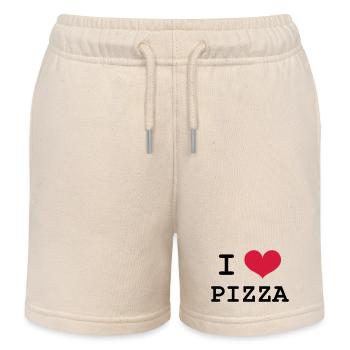 I Love Pizza - Kids Organic Sweat Shorts by Stanley/Stella - soft Ecru - Front