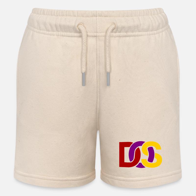 Retro MS DOS Logo - Kids Organic Sweat Shorts by Stanley/Stella - soft Ecru