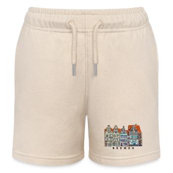 Bremen, Germany, Drawing Houses Marketplace - Kids Organic Sweat Shorts by Stanley/Stella - soft Ecru - Front