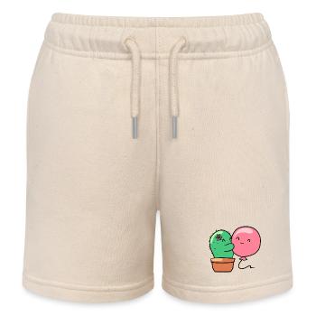 Süßer Kaktus umarmt den süßen rosa Luftballon - Kinder Organic Joggingshorts Mini Bolter von Stanley/Stella - Natur - Vorne