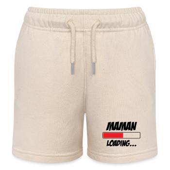 Mom loading... Please Wait - Mother-to-be - Kids Organic Sweat Shorts by Stanley/Stella - soft Ecru - Front