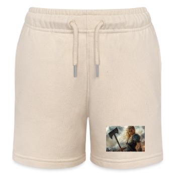 Poster Illustration Femme viking - Short de jogging enfant bio Stanley/Stella - écru doux - Devant