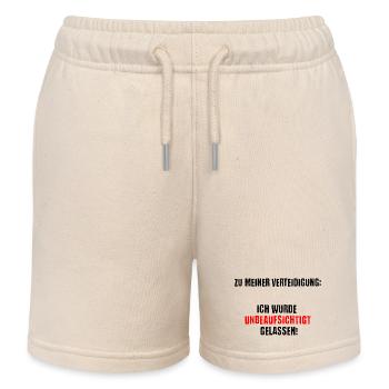 Laissé sans surveillance, avertissement sur le t-shirt - Short de jogging enfant bio Stanley/Stella - écru doux - Devant
