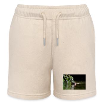 000_1106_DxO - Wild Beaver Eating Willow Leaves - Kids Organic Sweat Shorts by Stanley/Stella - soft Ecru - Front