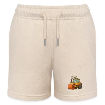 Classic excavator with steam engine - Kids Organic Sweat Shorts by Stanley/Stella - soft Ecru - Front