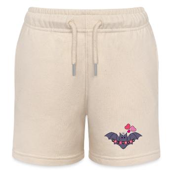Cute Bat with Blossom – Halloween Motif - Kids Organic Sweat Shorts by Stanley/Stella - soft Ecru - Front