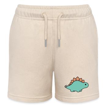 Dessin animé de stégosaure turquoise - Short de jogging enfant bio Stanley/Stella - écru doux - Devant