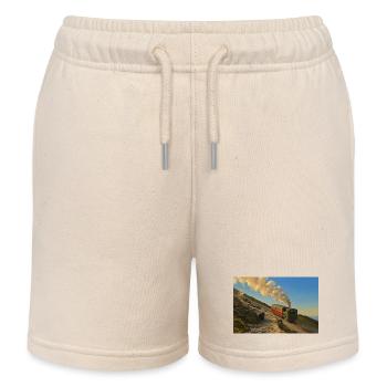 Snowdon Mountain Dampflokomotive - Kinder Organic Joggingshorts Mini Bolter von Stanley/Stella - Natur - Vorne