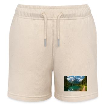 Mountain lake path in the forest - Kids Organic Sweat Shorts by Stanley/Stella - soft Ecru - Front