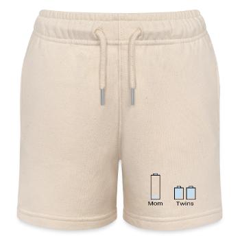 Mom Akku Leer Twins Akku Voll Humor - Kinder Organic Joggingshorts Mini Bolter von Stanley/Stella - Natur - Vorne