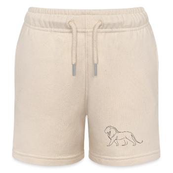 Silhouette du Lion Silencieux en Lignes Minimalistes II - Short de jogging enfant bio Stanley/Stella - écru doux - Devant