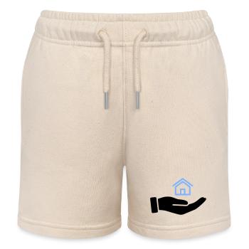 Hand holding house property - Kids Organic Sweat Shorts by Stanley/Stella - soft Ecru - Front