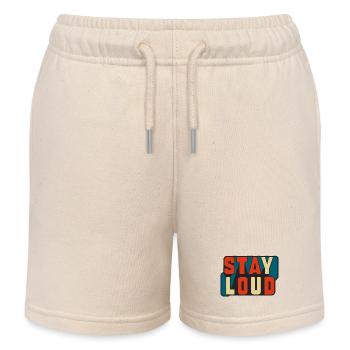 Reste bruyant Texte rétro de blocs - Short de jogging enfant bio Stanley/Stella - écru doux - Devant