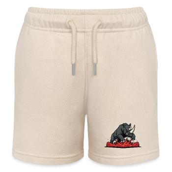 Rhinoceros Alpha Charge Rhino Power Mascot - Kids Organic Sweat Shorts by Stanley/Stella - soft Ecru - Front