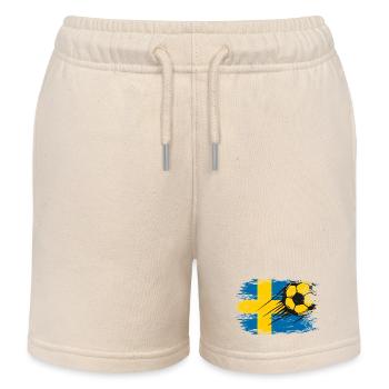 Schwedischer Flaggenfußball im Bewegungslauf - Kinder Organic Joggingshorts Mini Bolter von Stanley/Stella - Natur - Vorne