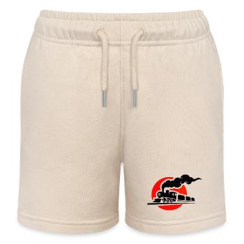 Railway Drawing - Kids Organic Sweat Shorts by Stanley/Stella - soft Ecru - Front