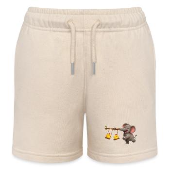 Aventure de balançoire éléphant et poussin - Short de jogging enfant bio Stanley/Stella - écru doux - Devant