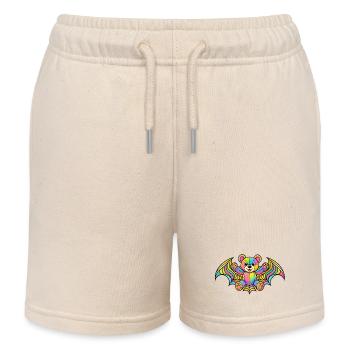 Rainbow Bear with Wings - Kids Organic Sweat Shorts by Stanley/Stella - soft Ecru - Front