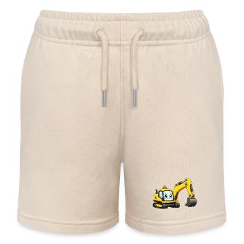 Gelber Bagger - Kinder Organic Joggingshorts Mini Bolter von Stanley/Stella - Natur - Vorne