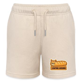 Funny Angry Cat Loaf Bread Baguette - Kids Organic Sweat Shorts by Stanley/Stella - soft Ecru - Front