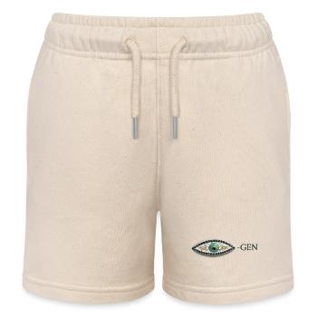 Eye mosaic with emerald pattern Gen - Kids Organic Sweat Shorts by Stanley/Stella - soft Ecru - Front