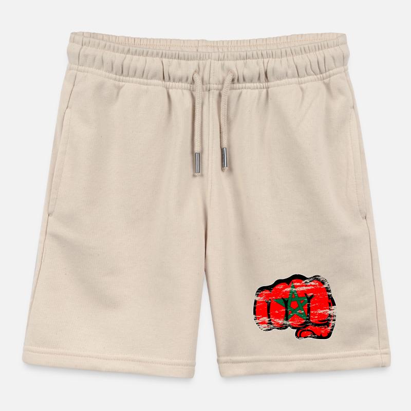 Poing de main du drapeau marocain utilisé Short de jogging enfant bio Stanley/Stella