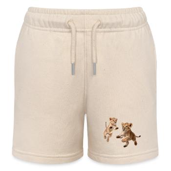 Lion cubs - Kids Organic Sweat Shorts by Stanley/Stella - soft Ecru - Front