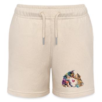 zauberhafte Katzen mit Herz - Kinder Organic Joggingshorts Mini Bolter von Stanley/Stella - Natur - Vorne
