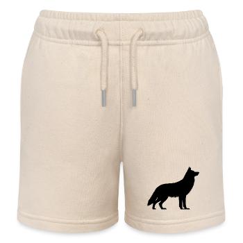 Wolf Umriss Hund Silhouette Schwarz Wild Wald - Kinder Organic Joggingshorts Mini Bolter von Stanley/Stella - Natur - Vorne