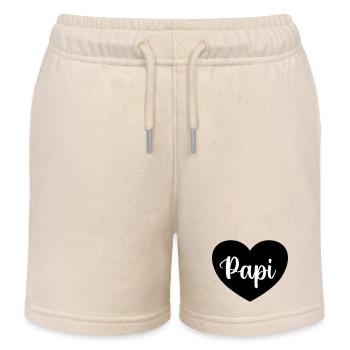 Papa Papa Père Fille Fils Fête des Pères Chemise Homme - Short de jogging enfant bio Stanley/Stella - écru doux - Devant