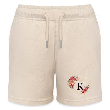 Lettre k cœur doré floral - Short de jogging enfant bio Stanley/Stella - écru doux - Devant