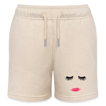 Visage de la femme Cils embrassant Lèvres roses - Short de jogging enfant bio Stanley/Stella - écru doux - Devant