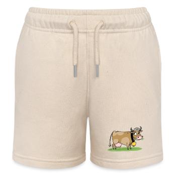 Kuh mit Glocke auf der Wiese - Kinder Organic Joggingshorts Mini Bolter von Stanley/Stella - Natur - Vorne